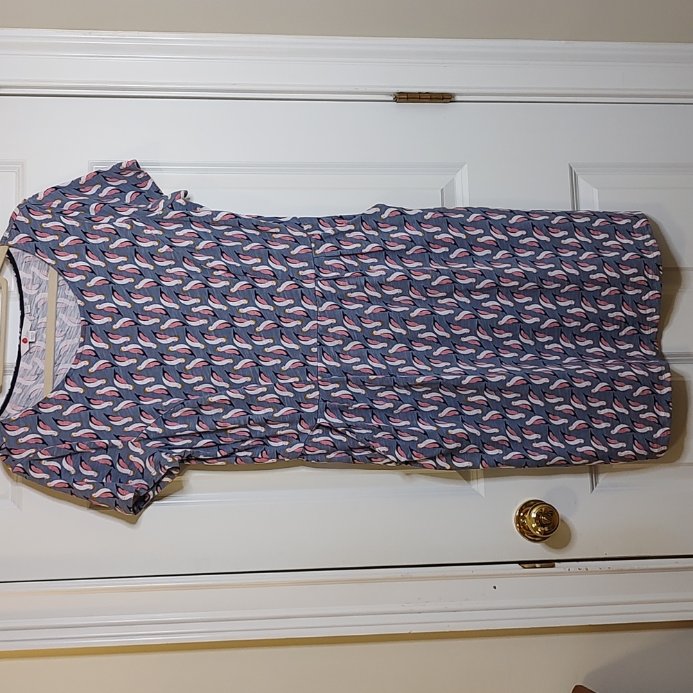 Boden Pink Cockatiel Short Sleeve Dress Pockets
